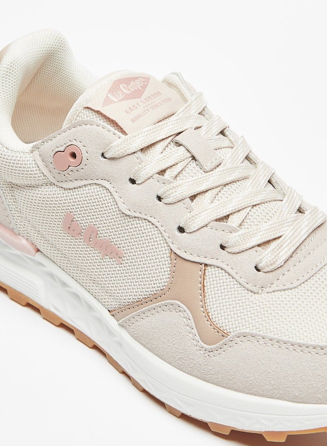 Women's Logo Print Low Ankle Sneakers with Lace-Up Closure