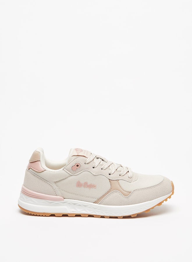 Women's Logo Print Low Ankle Sneakers with Lace-Up Closure