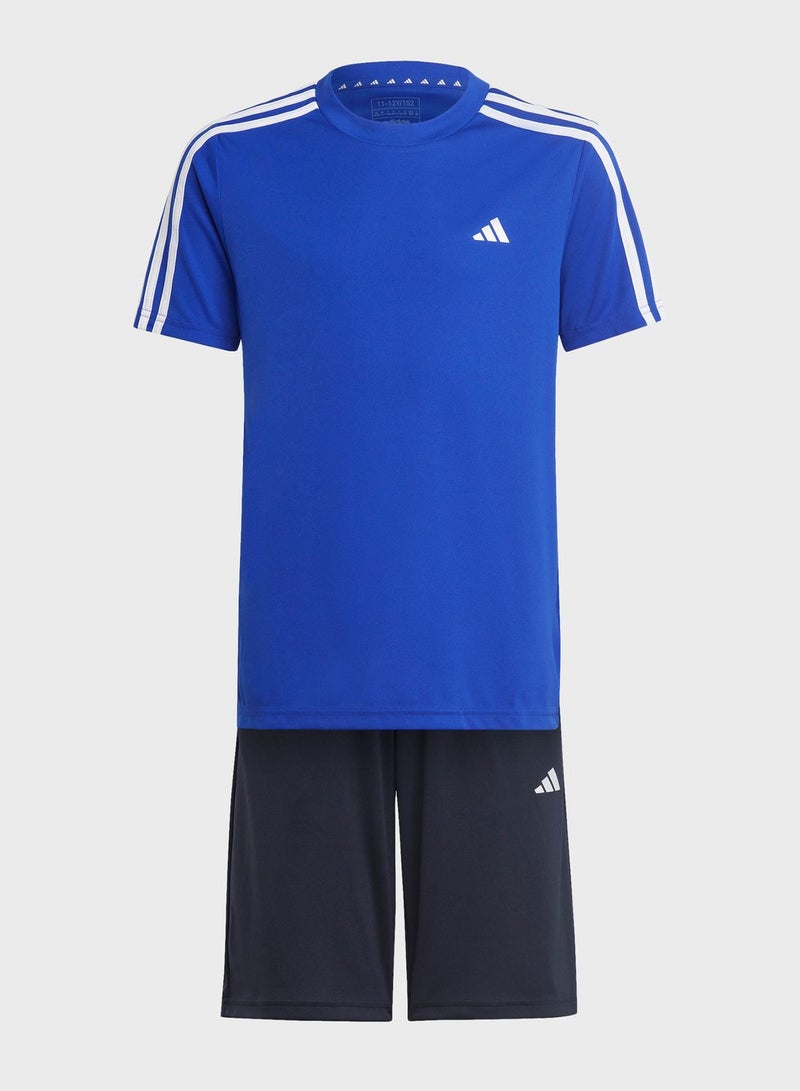 Kids Train Essential 3 Stripes T-Shirt Set