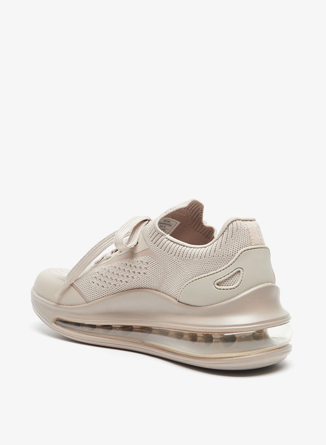Monotone Walking Shoes with Lace-Up Closure