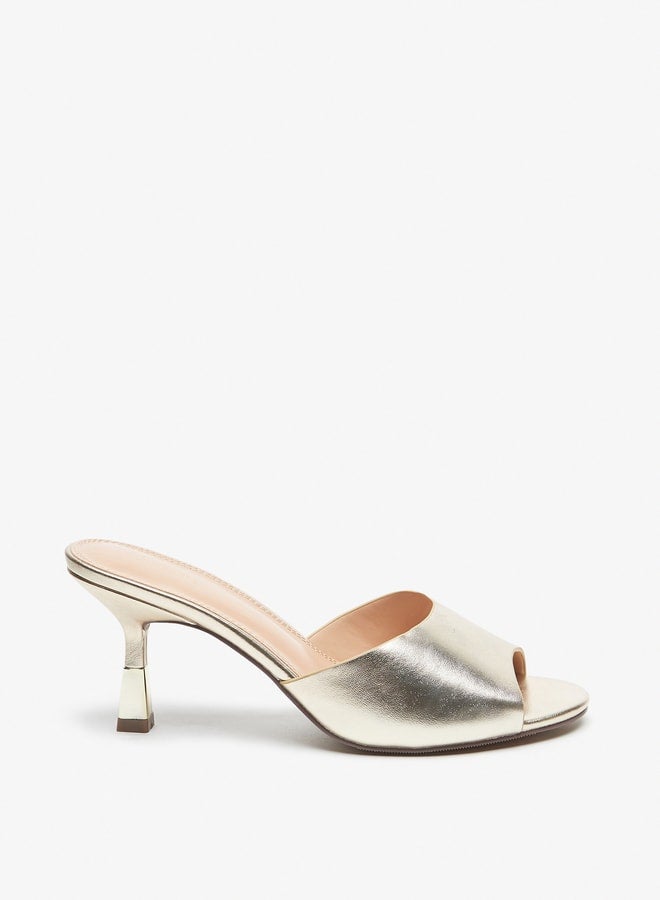 Women's Solid Slip-On Sandals with Stiletto Heels