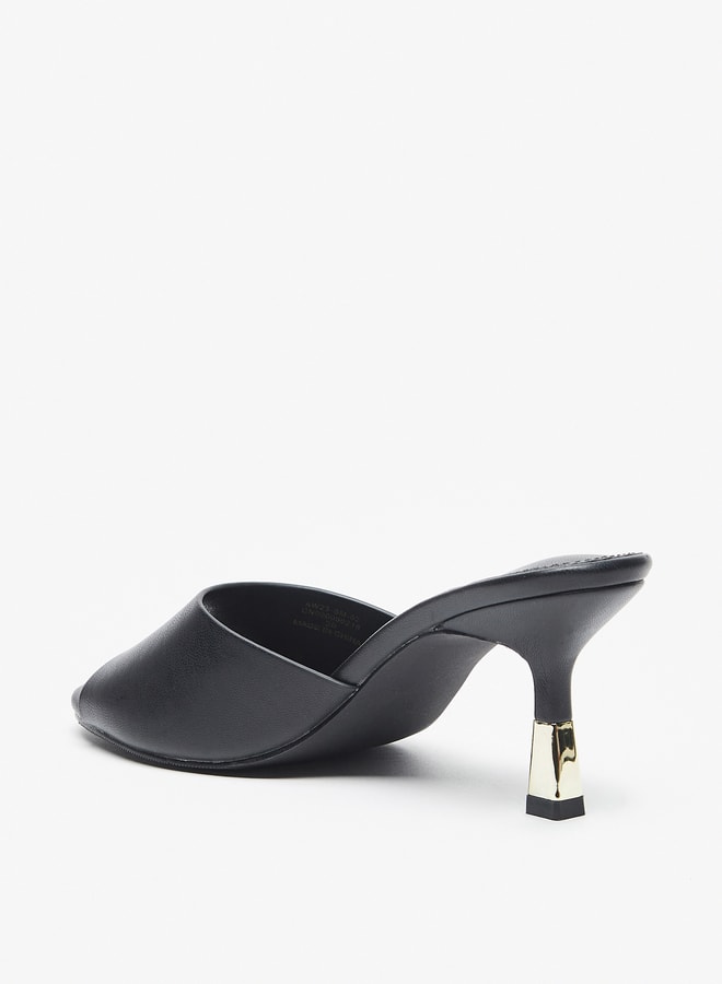 Women's Solid Slip-On Sandals with Stiletto Heels