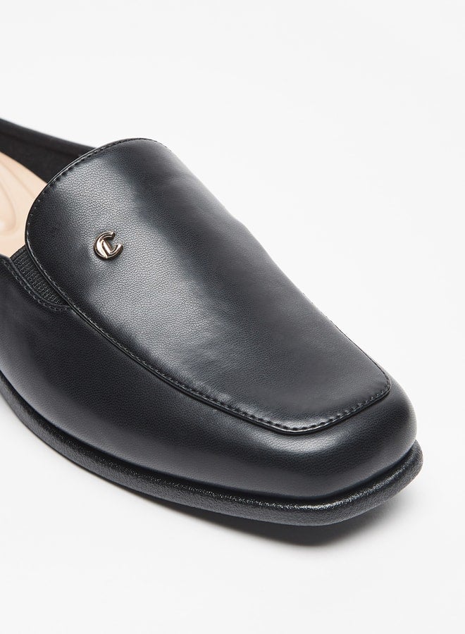 Solid Slip-On Mules with Block Heels