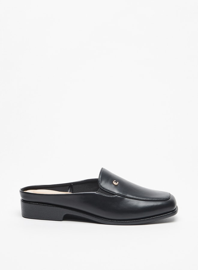 Solid Slip-On Mules with Block Heels