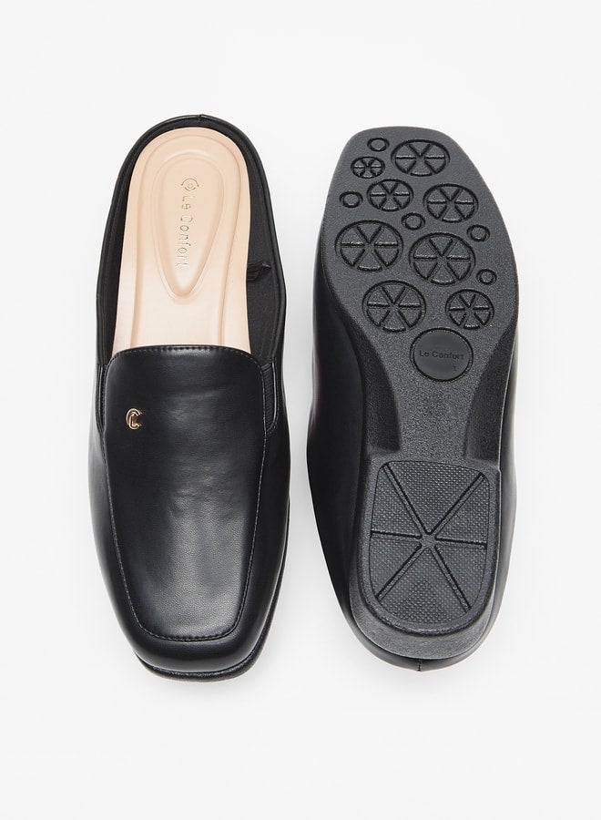 Solid Slip-On Mules with Block Heels