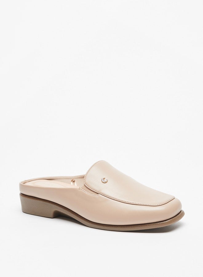 Solid Slip-On Mules with Block Heels