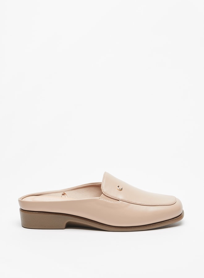 Solid Slip-On Mules with Block Heels