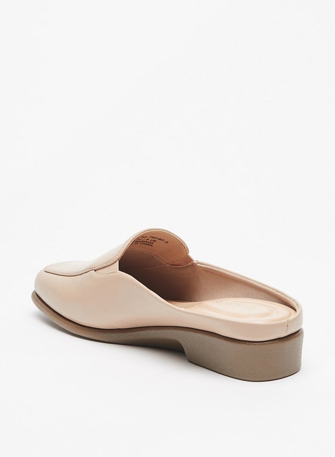 Solid Slip-On Mules with Block Heels