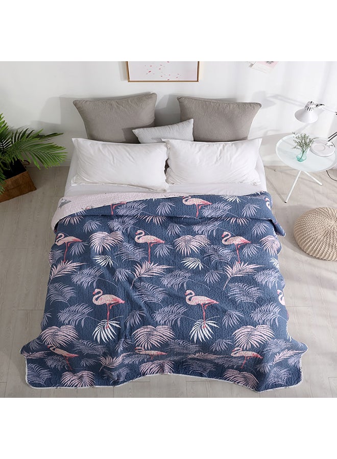 Leaf Pattern Soft Quilting Bedding cotton Blue 150x200cm