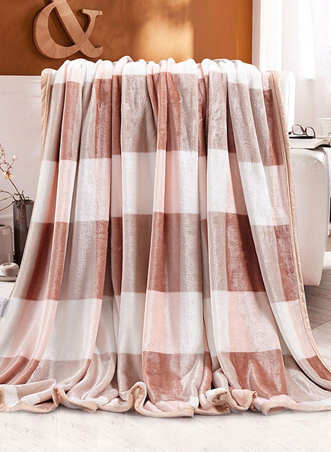 Plaids Pattern Thick Ductile Winter Blanket Cotton Pink 100x120cm