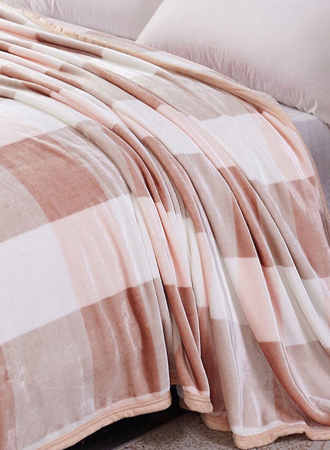 Plaids Pattern Thick Ductile Winter Blanket Cotton Pink 100x120cm