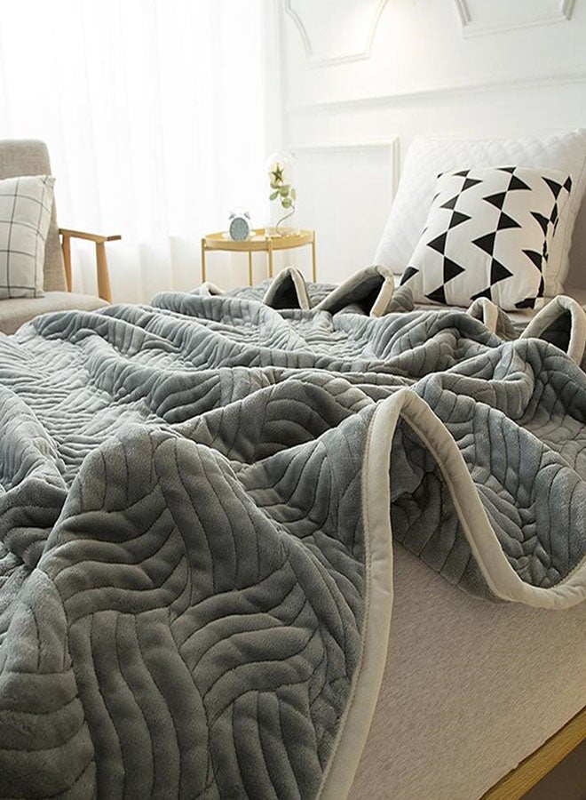 Two Layers Thick Soft Blanket Cotton Grey 120x200centimeter