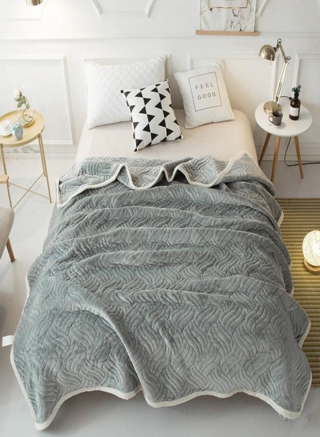 Two Layers Thick Soft Blanket Cotton Grey 120x200centimeter