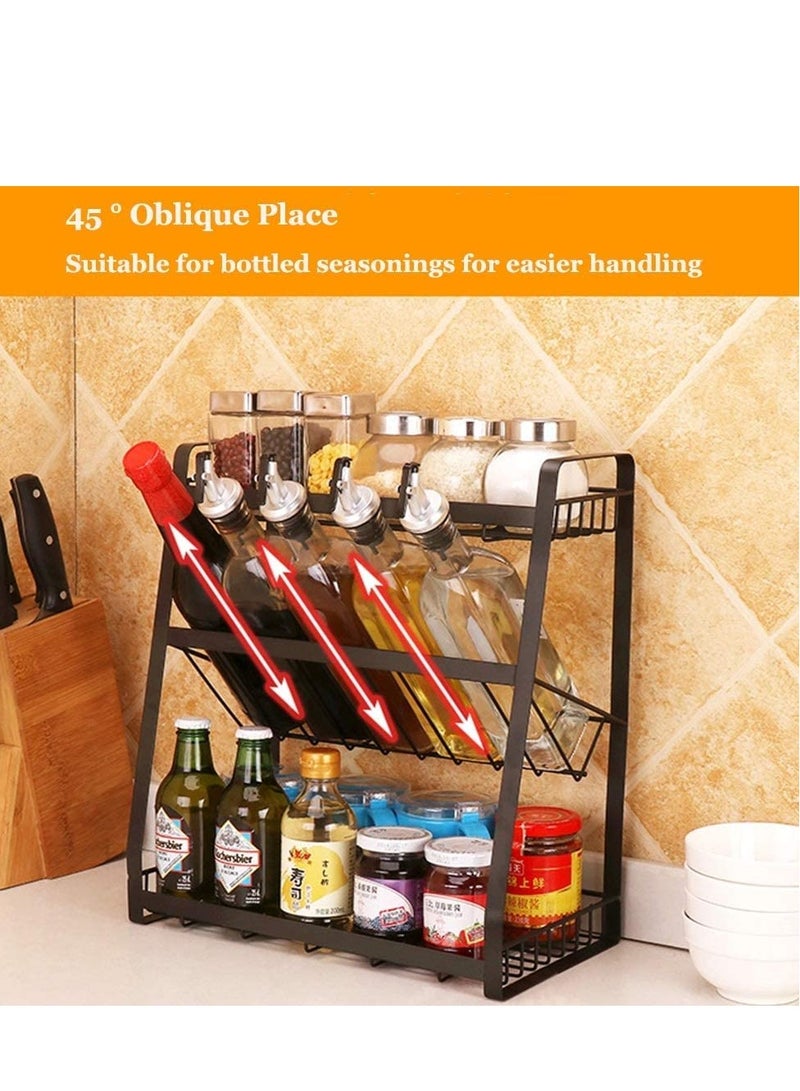 3 Tier Detachable Spice Rack for Countertop, Adjustable Seasoning Organizer, Freestanding Spice Holder for Kitchen Storage