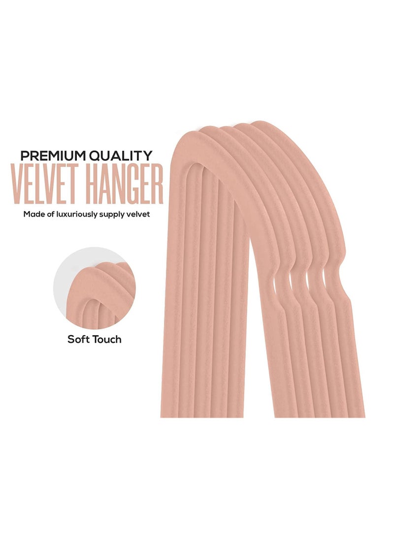 Premium Non Slip Velvet Hangers - Heavy Duty - Coat Suit Hangers (Pink Pack of 50)