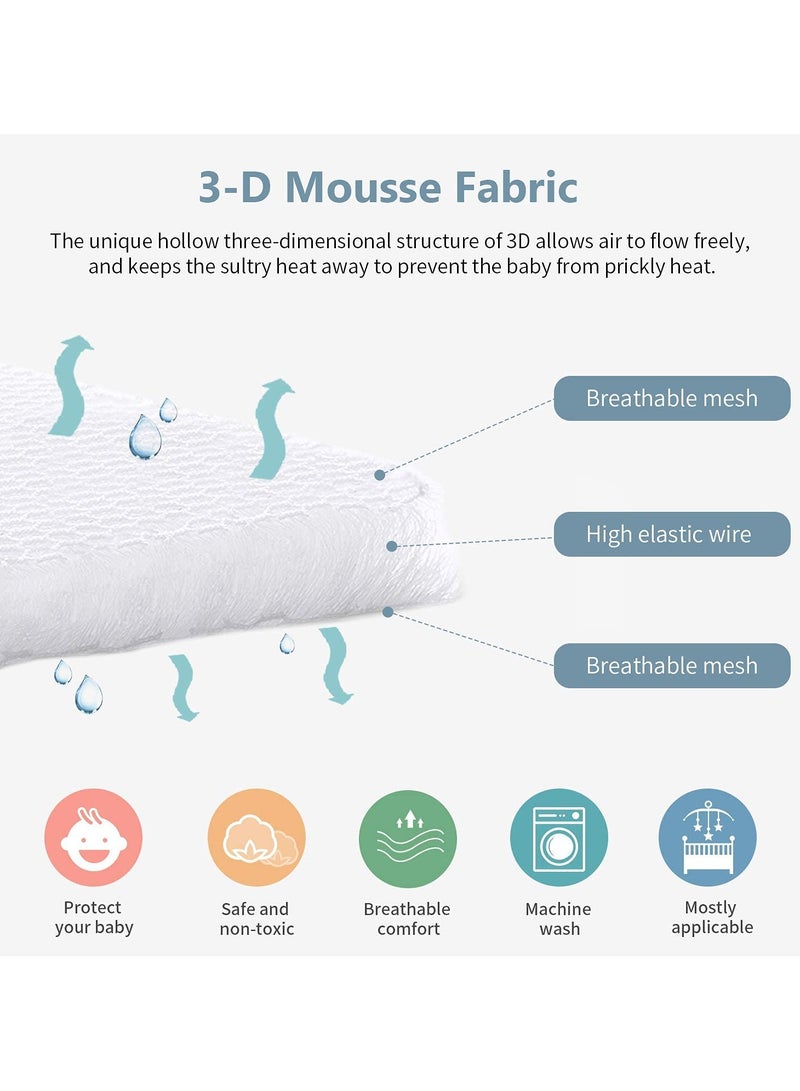 White Baby Crib Bumper Set - Breathable Mesh Bedside Protector, Anti-Collision Cotton Cot Liner, Baby Bed Rail Safety Guard, 2 Pieces - 340x28cm + 160x30cm