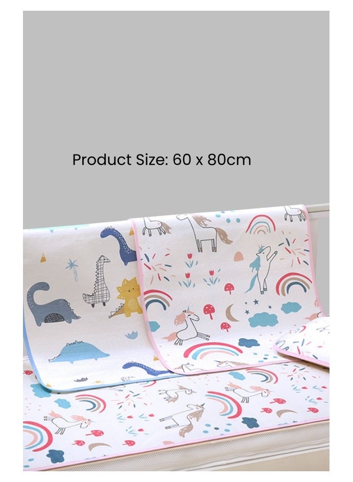 60x80cm Waterproof Babeland Baby Sleeping Cooling Mat, Waterproof Mattress Protector, Baby Bed Changing Mat, Infant Waterproof Sheet, Tummy Time Diaper Changing Pad, Toddler Breathable Mat - Dinosaur
