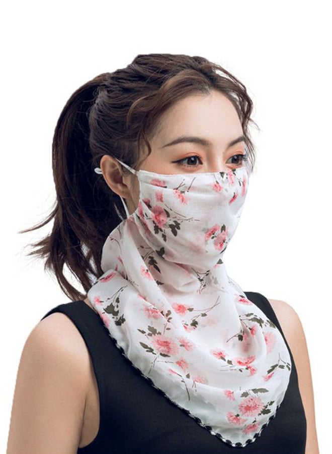 Floral Printed Ear Loop Neck Gaiter White/Pink/Green