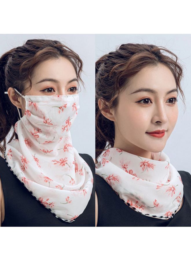 Floral Printed Ear Loop Neck Gaiter White/Pink/Green