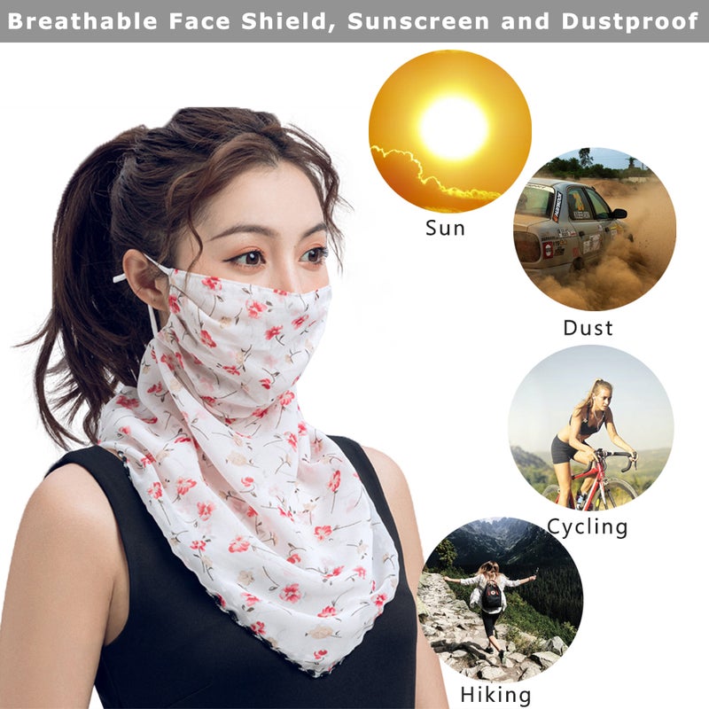 Floral Printed Ear Loop Neck Gaiter White/Pink/Green