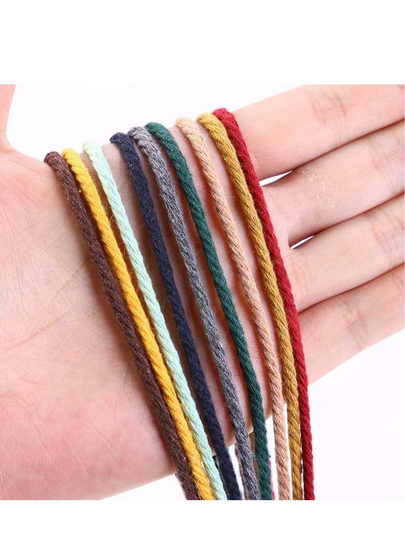 Dark Green Macrame Cord 3mm 109Yards Colored Cotton Rope Craft Cord Colorful Cotton Cord Twine for Wall Hanging Plant Hangers Crafts Knitting Decorative Projects