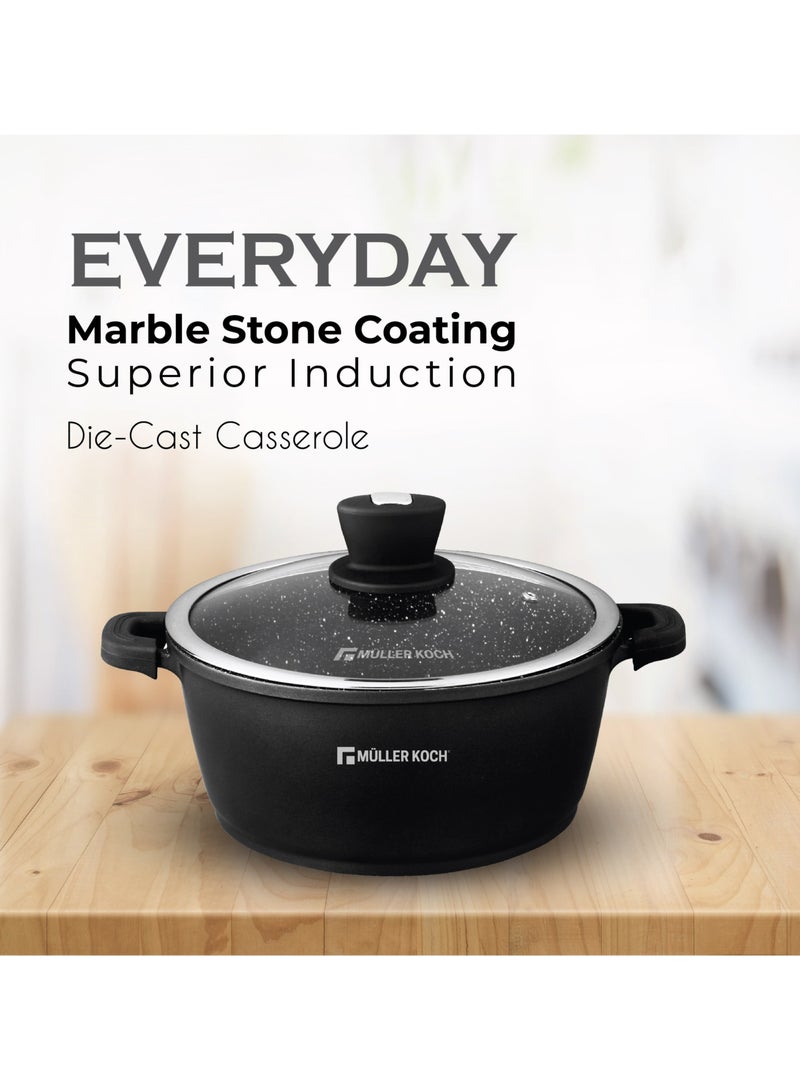 Die-cast aluminum healthy nonstick German marble granite coating cookware pot 36cm - Suitable for All Types of Stoves