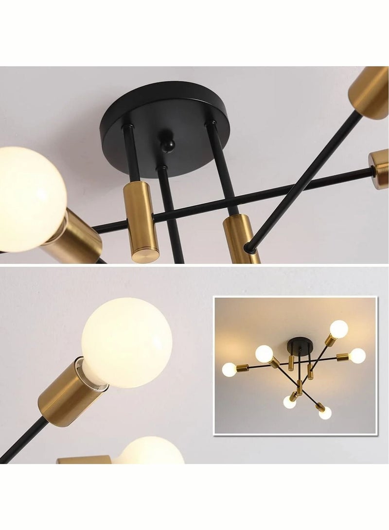 Mid Century Sputnik Chandelier Modern Ceiling Lighting 6 Lights Adjustable Industrial Mount Pendant Light Fixture For Kitchen Living Dining Room Bedroom Foyer