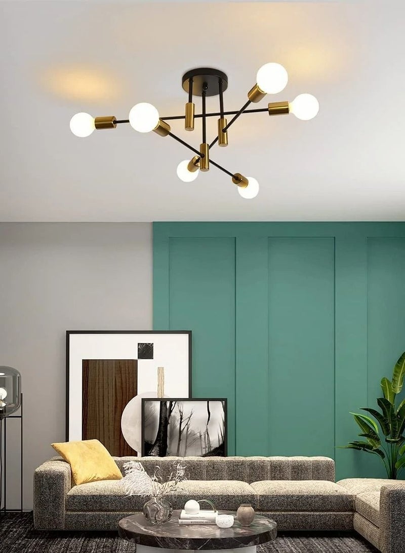 Mid Century Sputnik Chandelier Modern Ceiling Lighting 6 Lights Adjustable Industrial Mount Pendant Light Fixture For Kitchen Living Dining Room Bedroom Foyer