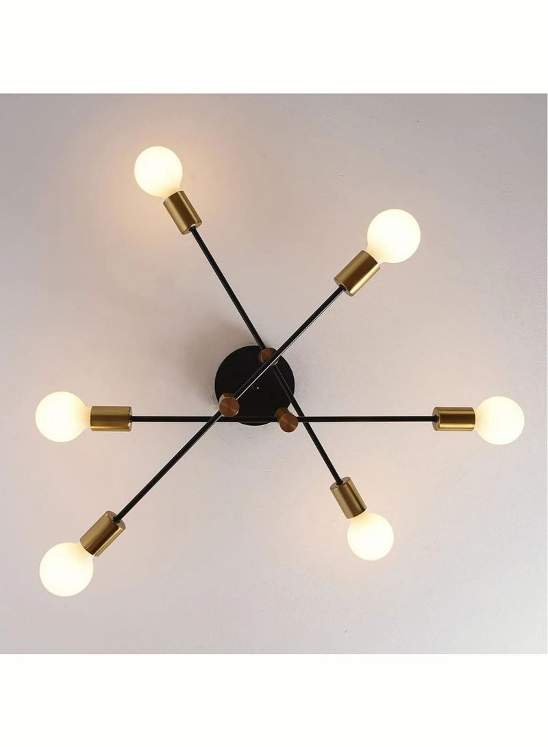 Mid Century Sputnik Chandelier Modern Ceiling Lighting 6 Lights Adjustable Industrial Mount Pendant Light Fixture For Kitchen Living Dining Room Bedroom Foyer