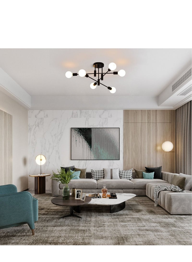 Mid Century Sputnik Chandelier Modern Ceiling Lighting 6 Lights Adjustable Industrial Mount Pendant Light Fixture For Kitchen Living Dining Room Bedroom Foyer