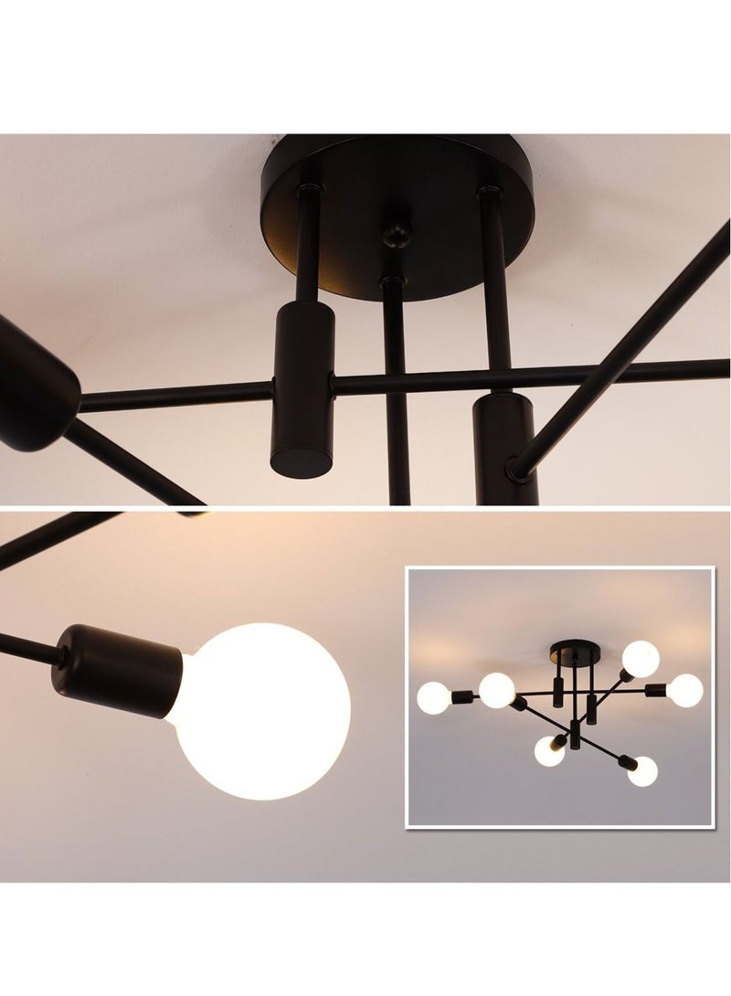 Mid Century Sputnik Chandelier Modern Ceiling Lighting 6 Lights Adjustable Industrial Mount Pendant Light Fixture For Kitchen Living Dining Room Bedroom Foyer