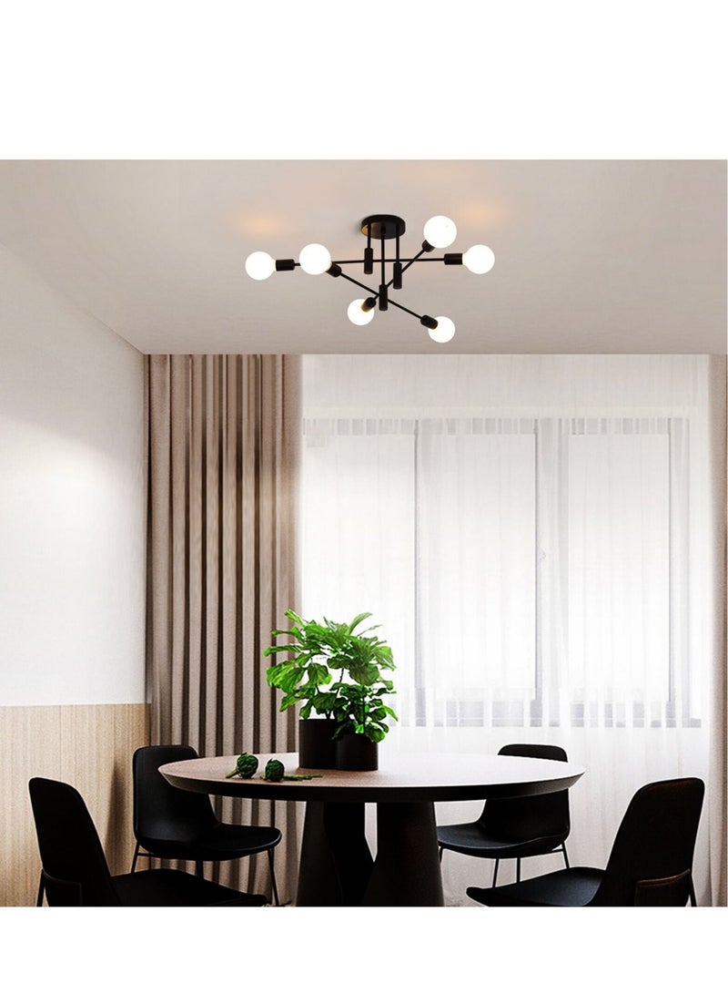 Mid Century Sputnik Chandelier Modern Ceiling Lighting 6 Lights Adjustable Industrial Mount Pendant Light Fixture For Kitchen Living Dining Room Bedroom Foyer