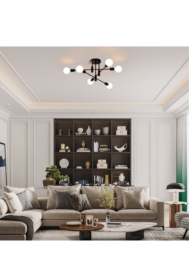 Mid Century Sputnik Chandelier Modern Ceiling Lighting 6 Lights Adjustable Industrial Mount Pendant Light Fixture For Kitchen Living Dining Room Bedroom Foyer