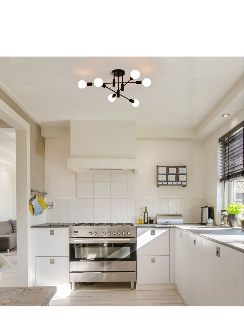 Mid Century Sputnik Chandelier Modern Ceiling Lighting 6 Lights Adjustable Industrial Mount Pendant Light Fixture For Kitchen Living Dining Room Bedroom Foyer