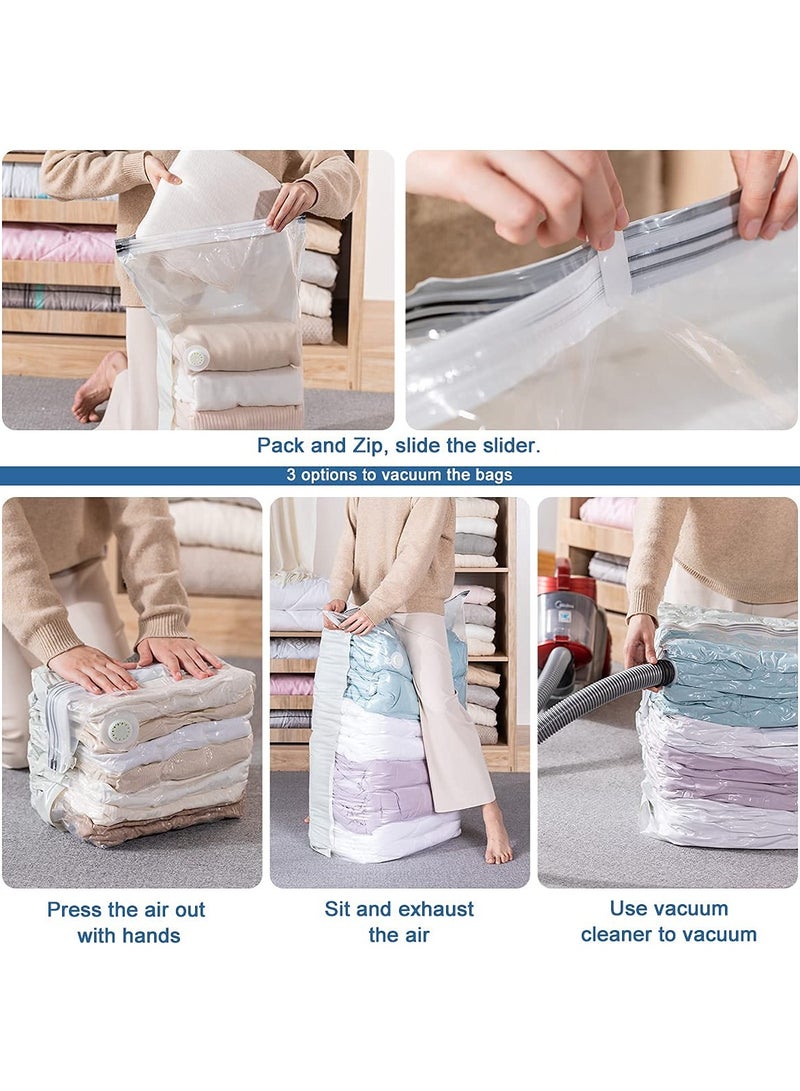 Vacuum Storage Bags Jumbo Cube 6 Pack, Space Saver Bags Extra Large Vacuum Seal Bags for Comforters Blankets Clothes (3 Jumbo 3 Medium), Closet Organizers and Storage Bags Vacuum Sealed