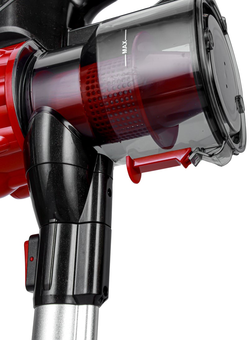 Stick and Handheld Vacuum Cleaner  Cyclonic Filtration System, Plastic with HEPA Filter/ Perfect for Home, Office, Apartments/ Easy to Use Model, Low Noise Design/ 2 Years Warranty, Black and Red 0.5 L 800 W GVC19037 RED AND BLACK