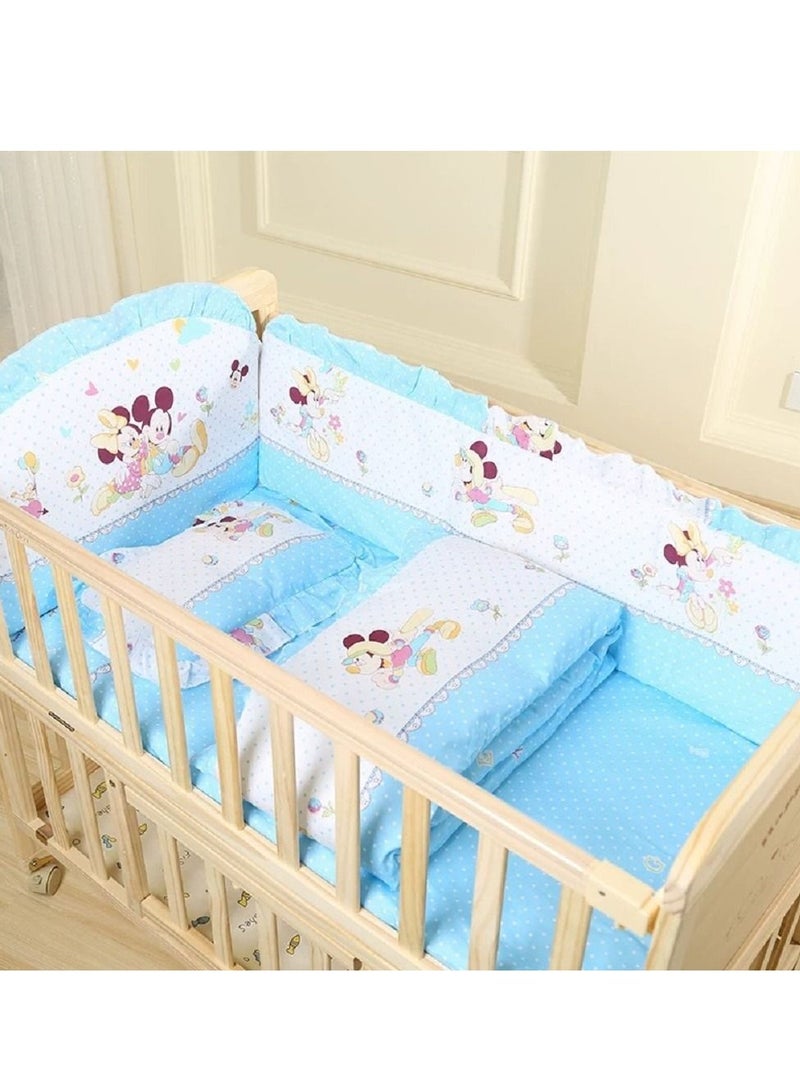 6Pcs Set Mincky Crib Bumper For Newborn Pure Cotton Bed Protector, Easy To Remove And Washable