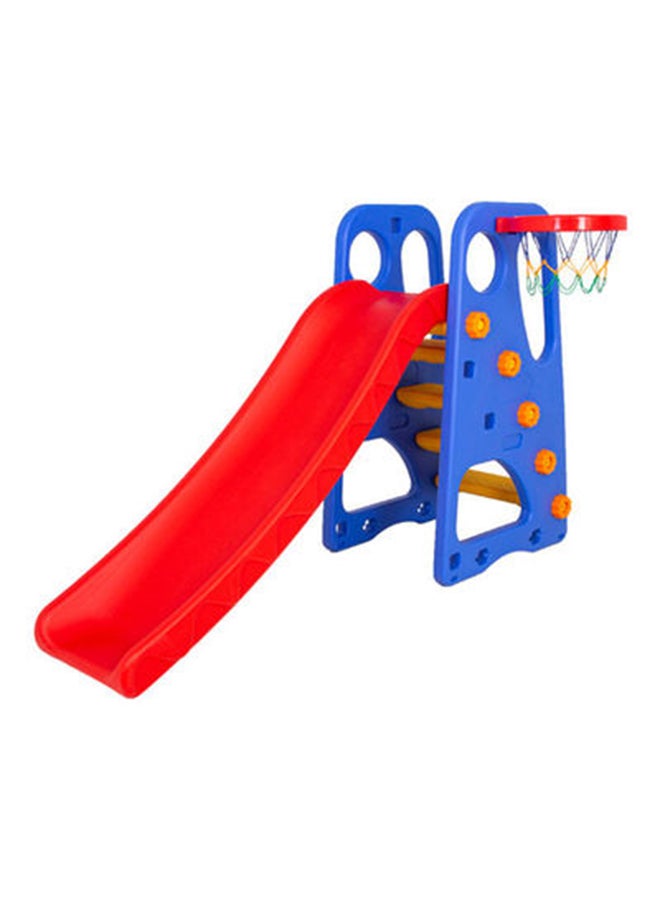 2-In-1 Indoor/Outdoor Play Multicolour Activity Slide With Basketball Game For Kids 165x85x105cm