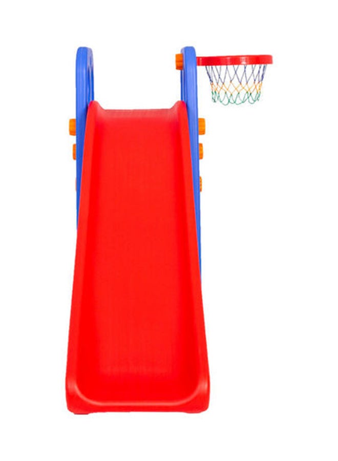 2-In-1 Indoor/Outdoor Play Multicolour Activity Slide With Basketball Game For Kids 165x85x105cm