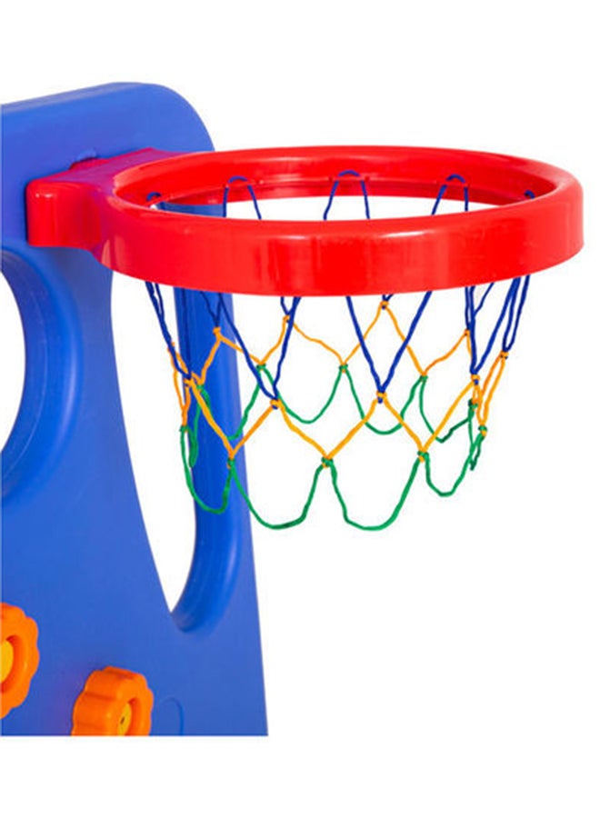 2-In-1 Indoor/Outdoor Play Multicolour Activity Slide With Basketball Game For Kids 165x85x105cm