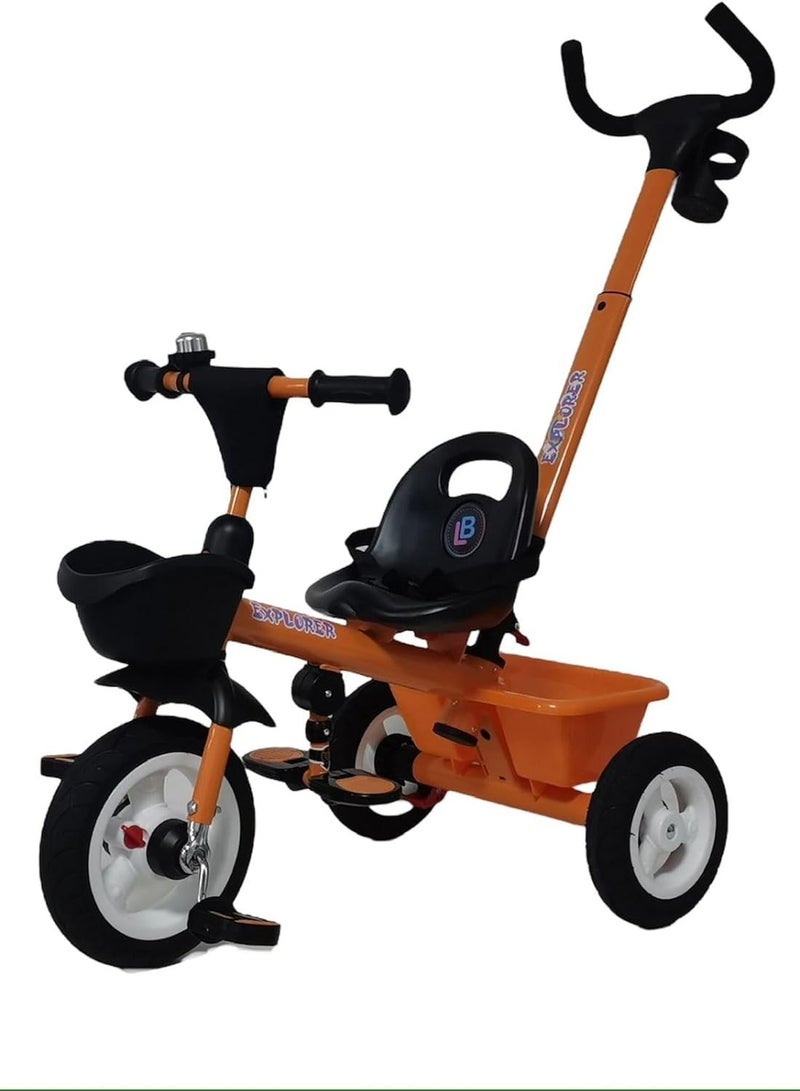 Lovely Baby LB 475H Tricycle Baby Push Trike, Kids First Bike, Pushchair, with Parent Handle - Orange