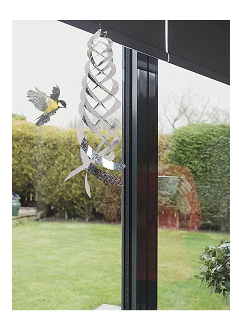 Bird Spiral Reflectors Silver Mylar Spinner, Decorative Bird Scare Device to Keep Birds Away Like Woodpeckers, Pigeons and Geese, Bird Repellent Spiral Reflectors Keep Birds Away From Pool