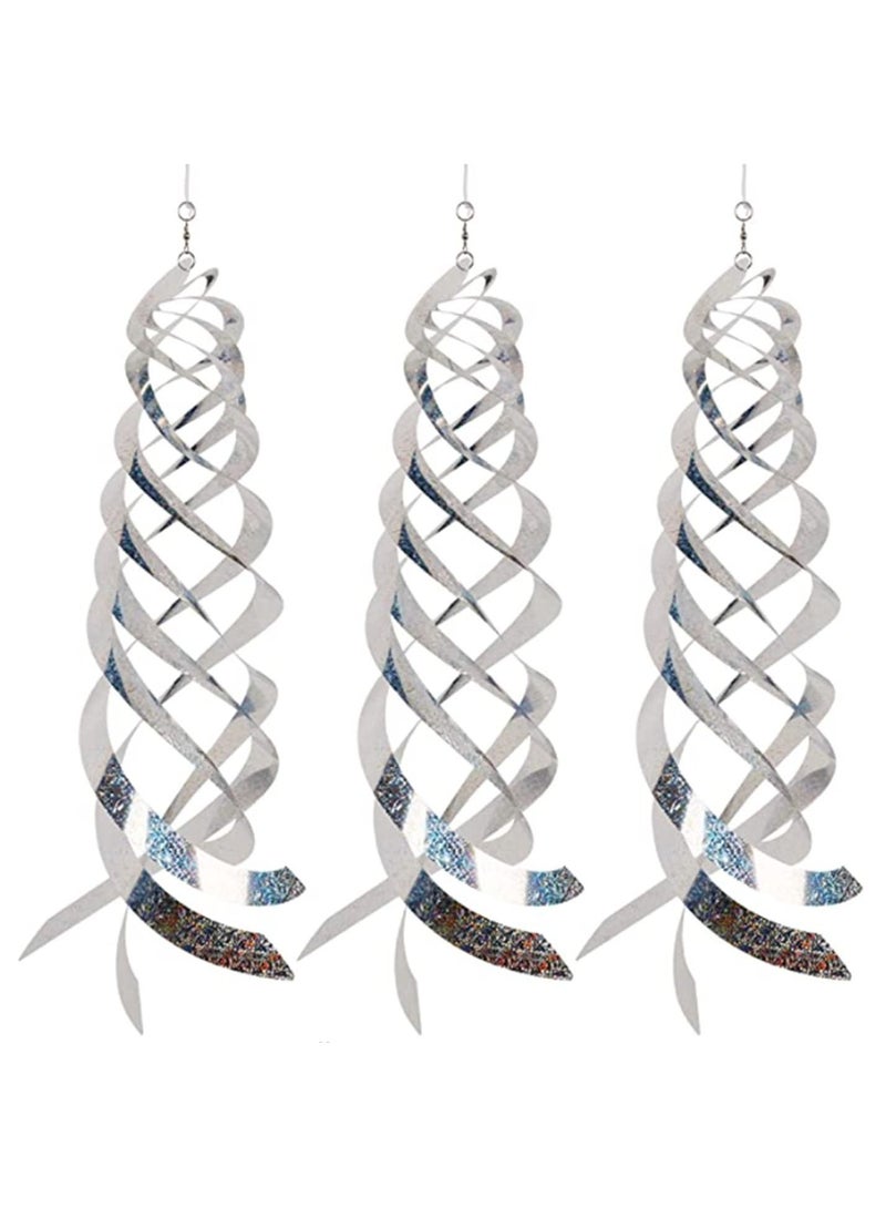 Bird Spiral Reflectors Silver Mylar Spinner, Decorative Bird Scare Device to Keep Birds Away Like Woodpeckers, Pigeons and Geese, Bird Repellent Spiral Reflectors Keep Birds Away From Pool