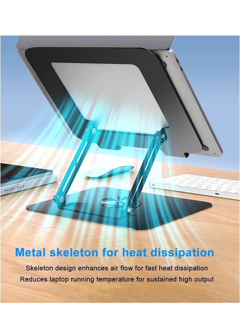 Adjustable Laptop Stand with 360 Rotating Base, Stable Computer Stand for Laptop Ergonimic Foldable Laptop Riser for Desk Compatible with MacBook Pro/ Air More Laptops 11-17.3