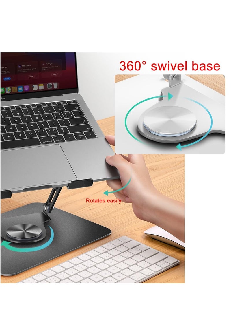 Adjustable Laptop Stand with 360 Rotating Base, Stable Computer Stand for Laptop Ergonimic Foldable Laptop Riser for Desk Compatible with MacBook Pro/ Air More Laptops 11-17.3