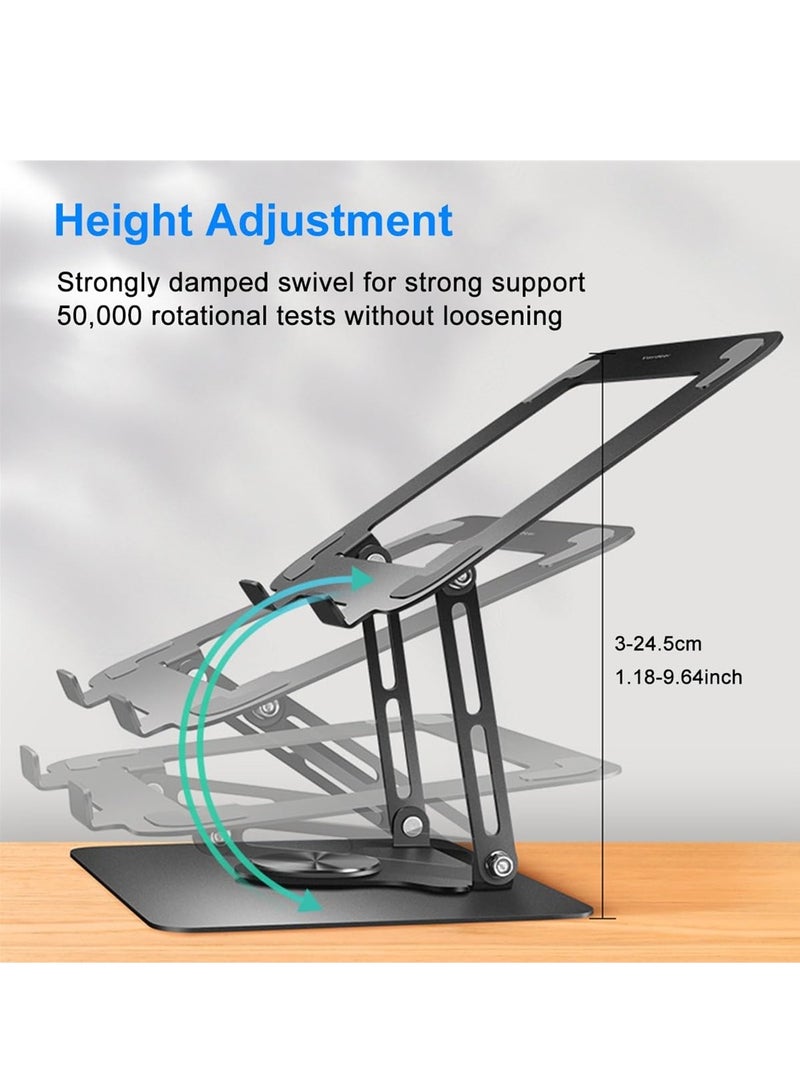 Adjustable Laptop Stand with 360 Rotating Base, Stable Computer Stand for Laptop Ergonimic Foldable Laptop Riser for Desk Compatible with MacBook Pro/ Air More Laptops 11-17.3