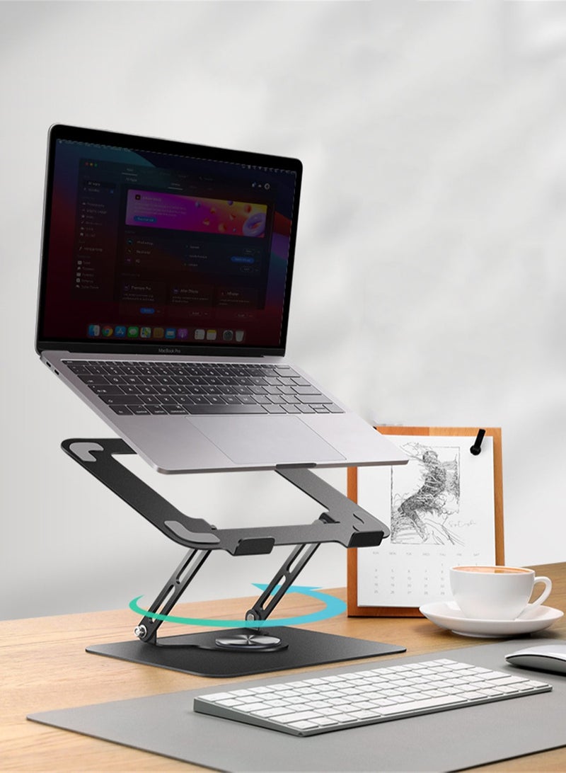 Adjustable Laptop Stand with 360 Rotating Base, Stable Computer Stand for Laptop Ergonimic Foldable Laptop Riser for Desk Compatible with MacBook Pro/ Air More Laptops 11-17.3