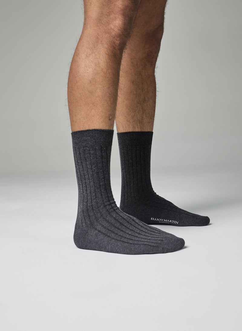 Elliot Martin Men's Cotton Crew Socks 3 Pairs, Ribbed Business Socks for All Seasons Available in Variety of Colors