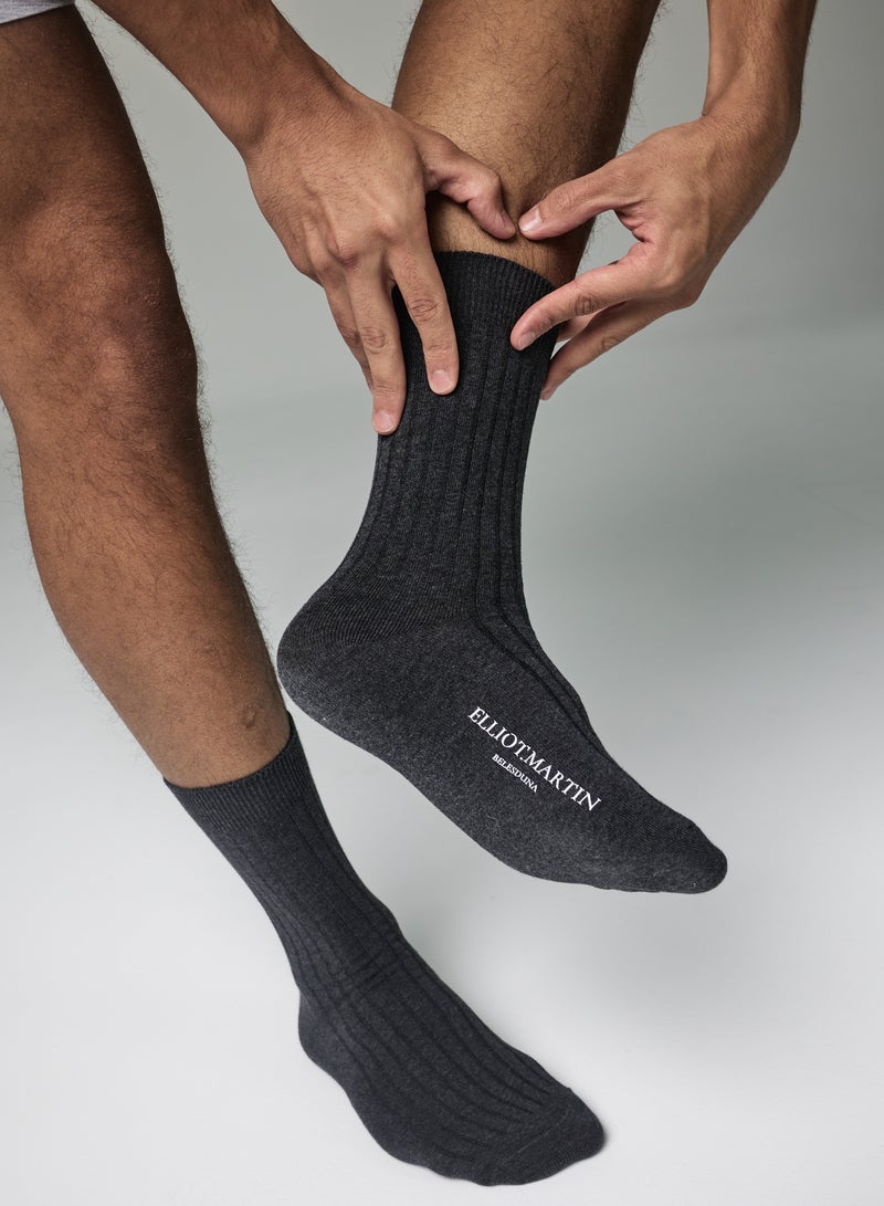 Elliot Martin Men's Cotton Crew Socks 3 Pairs, Ribbed Business Socks for All Seasons Available in Variety of Colors