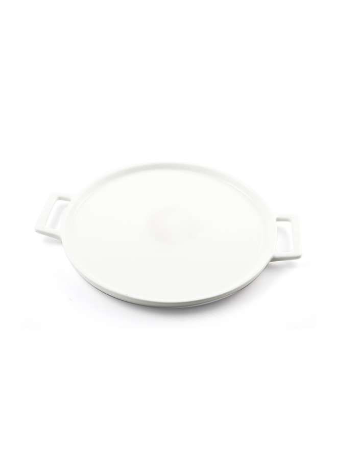 Ivory Porcelain Pizza Plate with Handle 13x10 cm